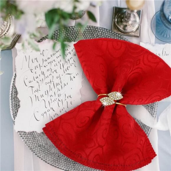 100 Pcs Napkin Rings Set Gold Bling Napkin Rings Metal Leaves Rhinestone Guest - Picture 3 of 7